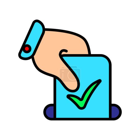 Illustration for Bulletin with tick and cross icon. Elections, analysis, evote, check stamps, voting, candidate, voter, polling station, president, parliament, electronic voting, debate, election campaign. - Royalty Free Image