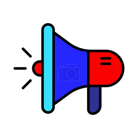 Illustration for Loudspeaker illustration. Horn, speaker, megaphone, volume, signal, megaphone, speaker, alarm, sound, message, speech, - Royalty Free Image