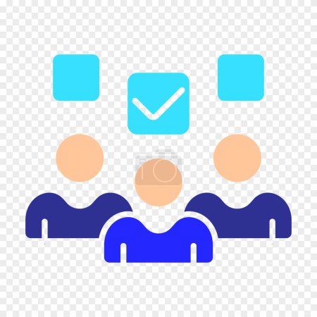 Election set icon. Group of people, checkboxes, voter choice, political decision, voting process, democracy, election participation, candidate selection, ballot marking.