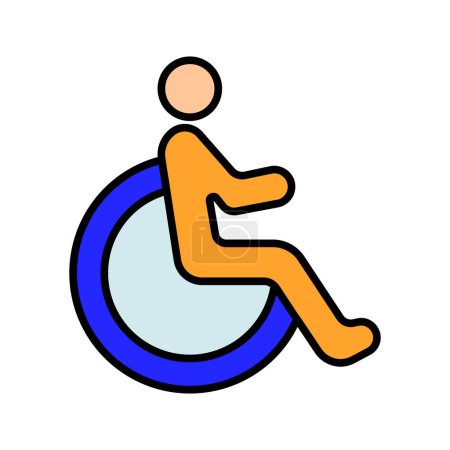 Illustration for Disability line icon. Person in wheelchair, accessibility, reserved parking, mobility aid, inclusive design, handicap spot, support, special needs. - Royalty Free Image