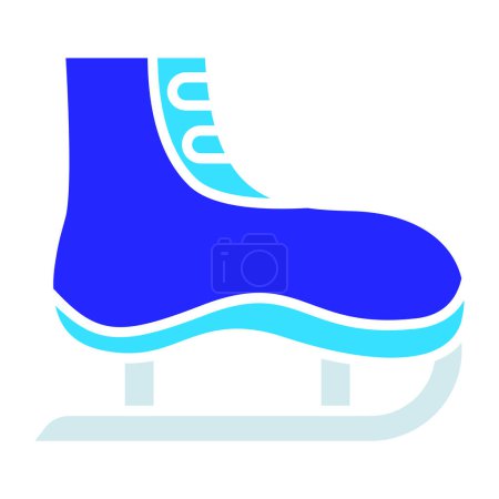 Conjunto de patines de hielo icono. Bota azul, hoja de metal, deportes de invierno, pista de hielo, patinaje artístico, hockey, superficie congelada, deslizamiento.
