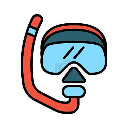 Snorkel set icon. Red snorkel, blue mask, underwater gear, diving equipment, swimming, aquatic, water sports, adventure, ocean exploration.