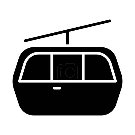 Cable car set icon. Yellow car, blue windows, aerial tramway, transportation, travel, mountain, sightseeing, tourism, adventure.