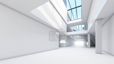Photo for The white interior structure shows the structure and the corridor area.,3d rendering - Royalty Free Image