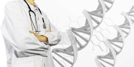 Téléchargez les photos : Technique d'édition génétique pour la vie, image de fond conceptuelle de la structure de l'ADN, rendu 3D - en image libre de droit