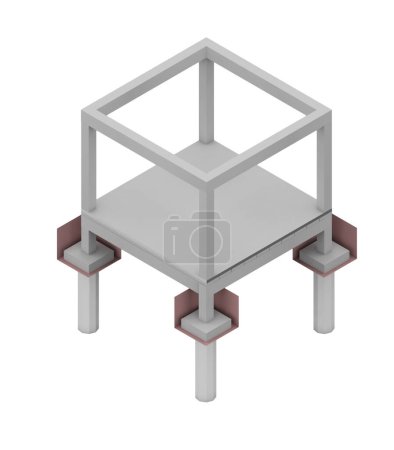 Structure of the building, foundation, and piles supporting up the structure. , Pile supports for loads and the installation of reinforced concrete foundations ,3d rendering