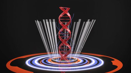 Forschung zu DNA, medizinischem und gesundheitlichem Wissen, genetischer Veränderung und DNA-Struktur, 3D-Rendering