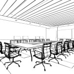 office meeting room line drawing,3d rendering