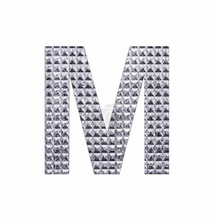 Téléchargez les photos : Lettre de l'alphabet M majuscule - Feuille d'argent brillant texturé - en image libre de droit