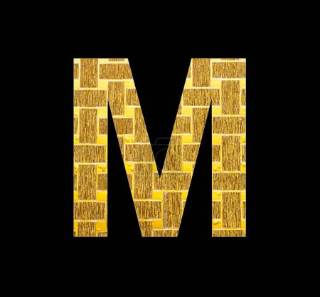 Téléchargez les photos : Alphabet letter M - Textured shiny gold foil - en image libre de droit