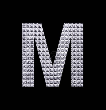 Téléchargez les photos : Alphabet lettre M - Papier texturé argenté brillant - en image libre de droit