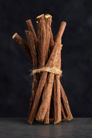 Photo for Glycyrrhiza glabra - Dried organic licorice sticks - Royalty Free Image