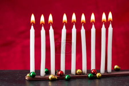 Photo for December 7 and 8, traditional day at night lit candles at Christmas - Royalty Free Image