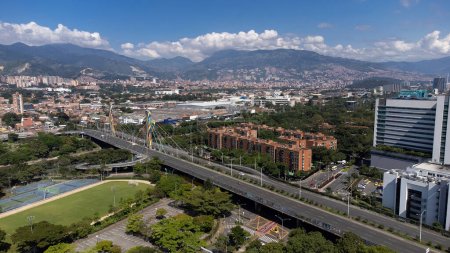 Medellin, Antioquia - Colombia. November 13, 2023. Panoramic of the 4 south bridge, inaugurated in 2012