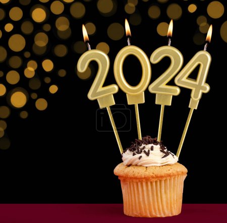 Photo for Happy New Year 2024 - Candles in the form of lit numbers - Royalty Free Image