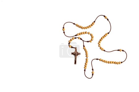 Photo for Catholic rosary holy necklace on white background - Royalty Free Image