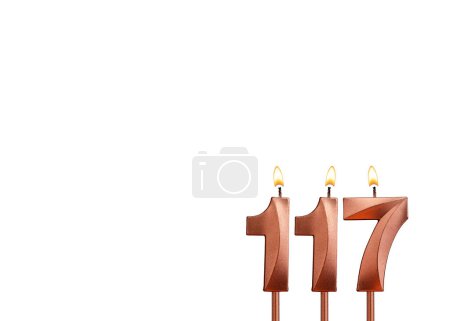 Photo for Birthday candle number 117 on white background - Royalty Free Image