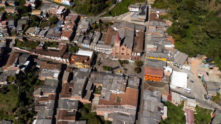 Montebello, Antioquia - Colombia. January 24, 2024. Aerial view of the municipality of Montebello located in the southwest region of the department