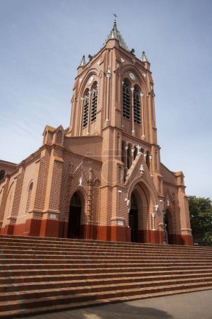 San Roque, Antioquia - Colombia - September 11, 2022. Facade of the main church of the municipality