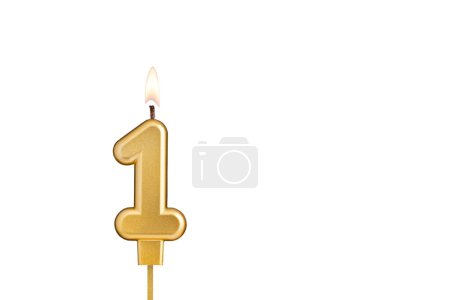Téléchargez les photos : Bougie d'anniversaire numéro 1 sur fond blanc - en image libre de droit