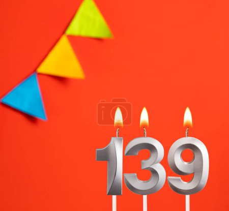 Birthday candle number 139 - Invitation card in red background