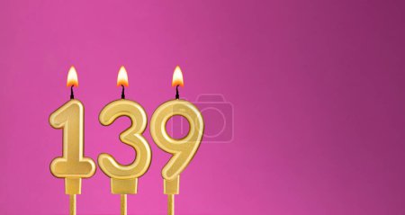 Birthday card with candle number 139 - purple background