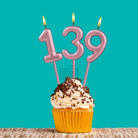 Birthday candle number 139 - Aquamarine card design