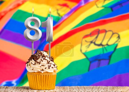 Birthday card with gay pride colors - Candle number 81
