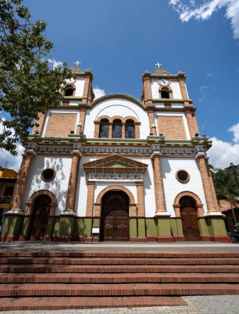Photo for Ciudad Bolivar, Antioquia - Colombia. February 21, 2024. Immaculate Conception Parish, located in the main square of the municipality - Royalty Free Image