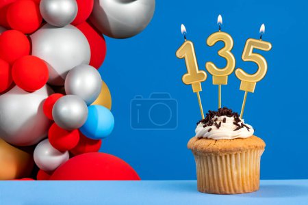 Nummer 135 Geburtstagskerze - Geburtstagskarte mit Luftballons