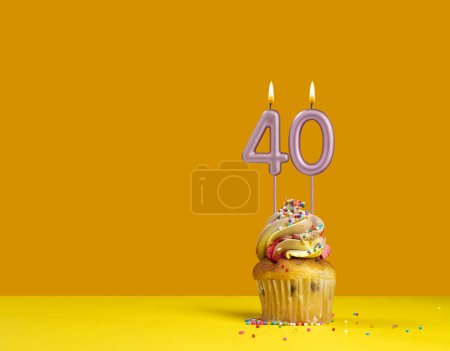 Entzündete Geburtstagskerze - Festkarte mit Kerze Nummer 40