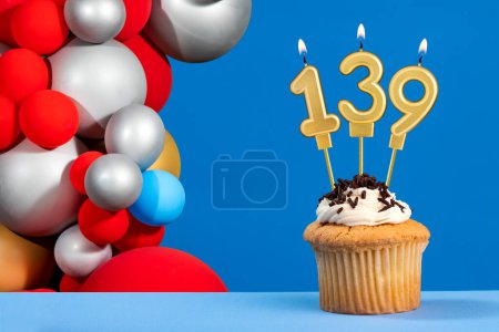Number 139 birthday candle - Anniversary card with balloons