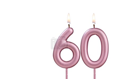 Lit Geburtstagskerze - Kerze Nummer 60 auf weißem Hintergrund