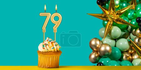 Geburtstagskarte Nummer 79 - Cupcake mit Luftballons