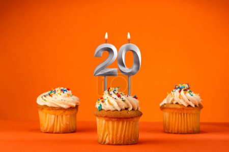 Birthday celebration in orange color - Candle number 20