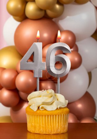 Birthday candle number 46 - Celebration balloons background