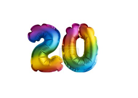 20 Jahre - Bunter Luftballon Nummer 20 Jubiläum. Glückwünsche zum Geburtstag