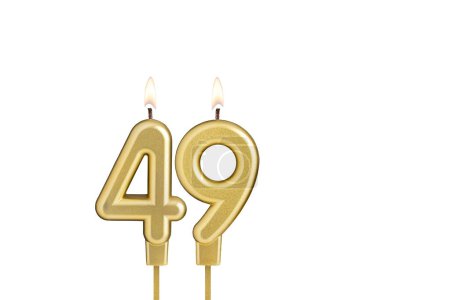 Birthday candle number 49 on white background