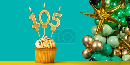 Geburtstagskarte Nummer 105 - Cupcake mit Luftballons