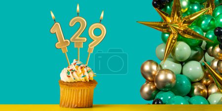 Geburtstagskarte Nummer 129 - Cupcake mit Luftballons