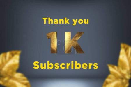 Photo for 1 K subscribers celebration greeting banner with Gold Design - Royalty Free Image