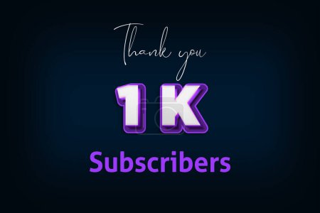 Photo for 1 K subscribers celebration greeting banner with Purple 3D Design - Royalty Free Image