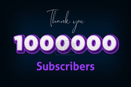 Photo for 1000000 subscribers celebration greeting banner with Purple 3D Design - Royalty Free Image