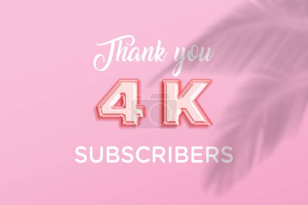 Photo for 4 K  subscribers celebration greeting banner with Rose gold Design - Royalty Free Image