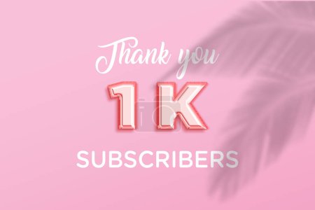 Photo for 1 K subscribers celebration greeting banner with Rose gold Design - Royalty Free Image
