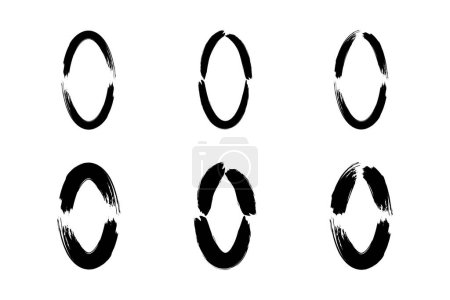 Abstrait Vertical Oval Forme forme grunge forme pinceau course pictogramme symbole illustration visuelle Set
