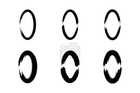 Illustration for Abstract Vertical Oval Shape grunge shape Brush stroke pictogram symbol visual illustration Set - Royalty Free Image