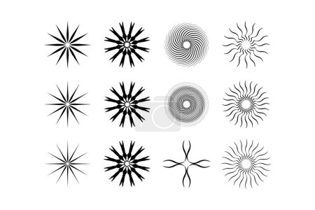 Abstraktes Funkeln Form Symbol Zeichen Piktogramm Symbol visuelle Illustration Set