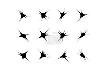 Abstraktes Funkeln Form Symbol Zeichen Piktogramm Symbol visuelle Illustration Set