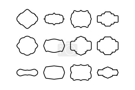 Etikett Rahmen Form Linie Piktogramm Symbol visuelle Illustration Set